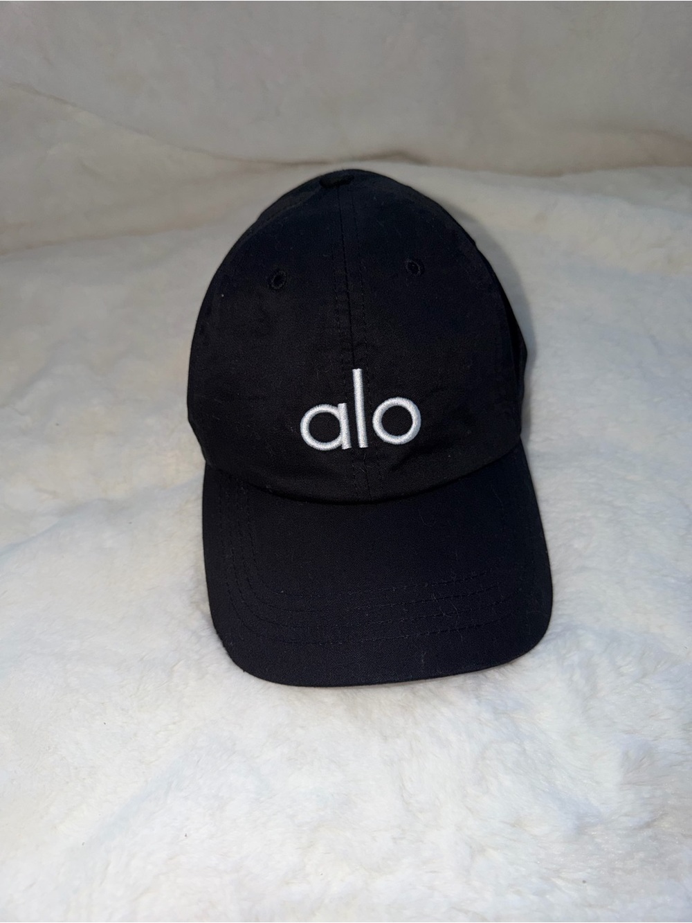 ALO Yoga Kids Black Cap with White Embroidered Logo